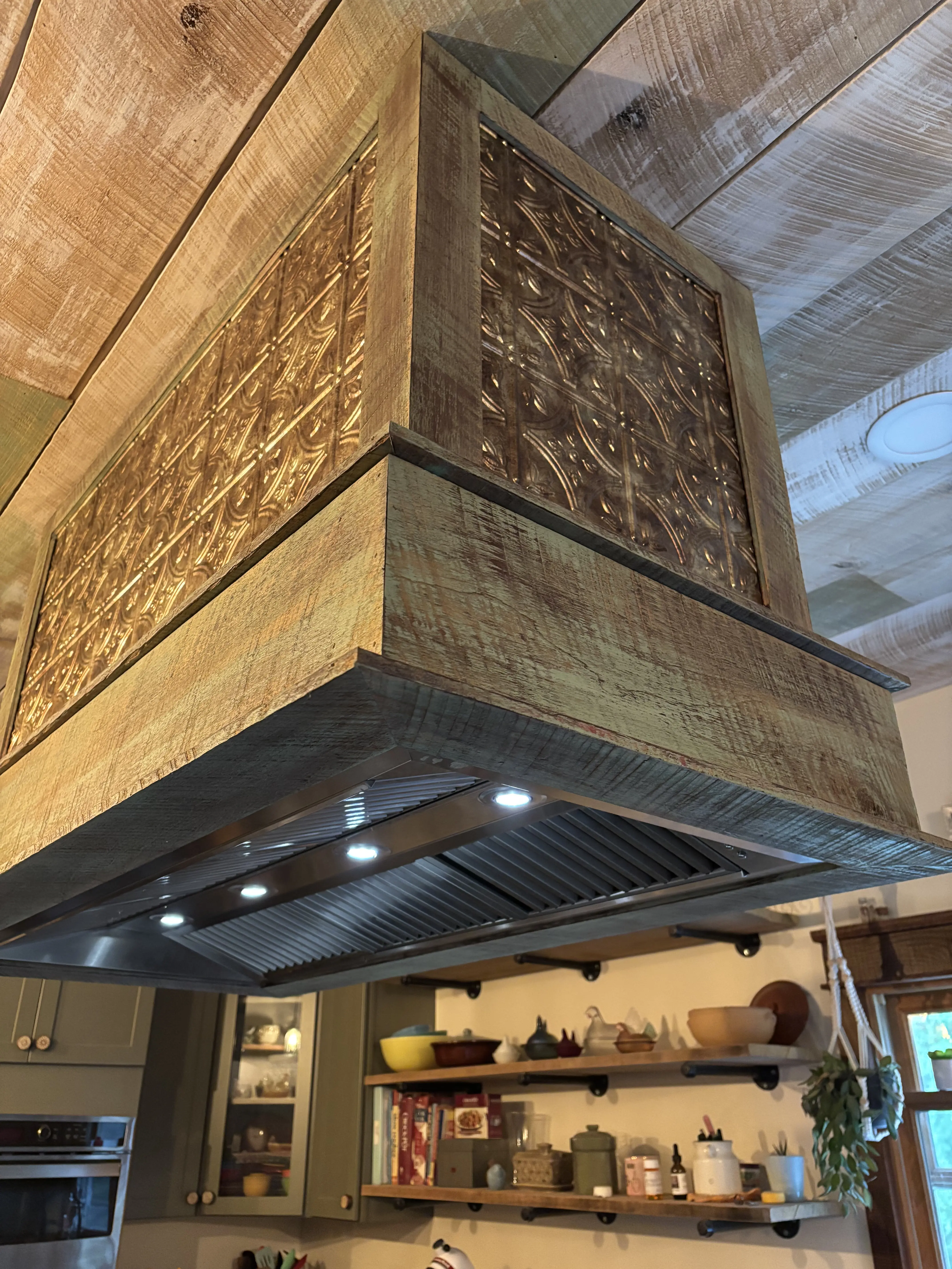 Reclaimed wood craftsmanship — shop floor piece